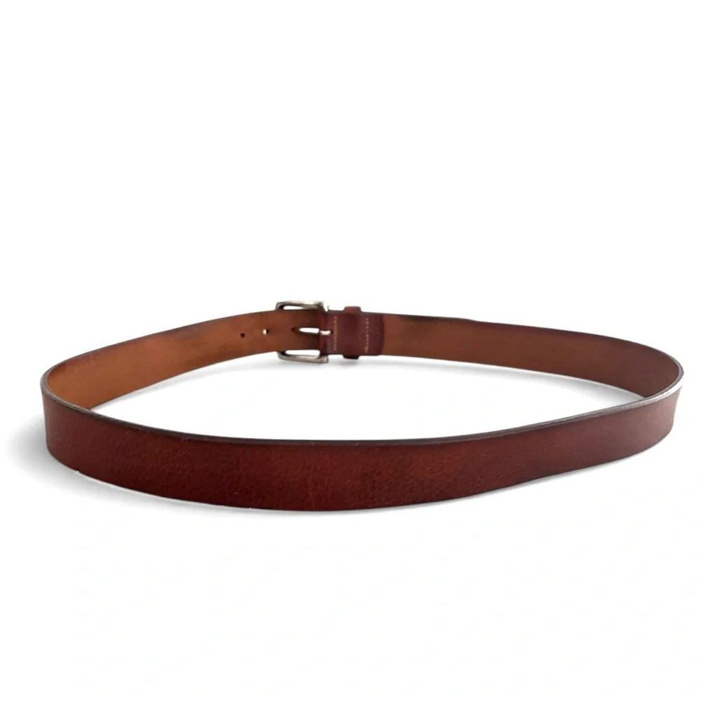 Vineyard Vines Brown Leather Belt Brass Buckle Size 38